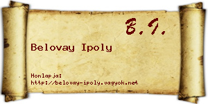 Belovay Ipoly névjegykártya